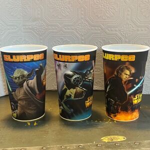 3pc Star Wars Episode III 2005 7-Eleven Slurpee Cups 32oz Vader Yoda Anakin